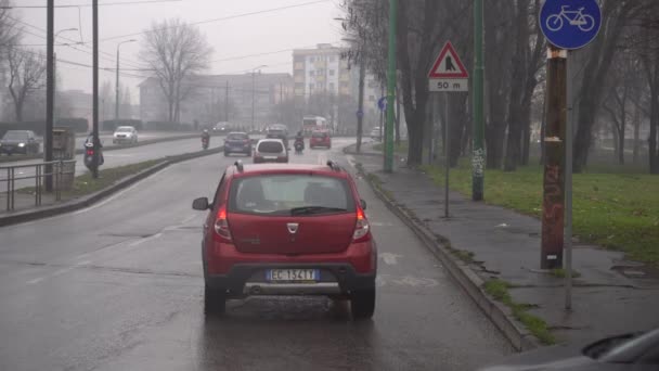 Italië Milaan Januari 2021 Luchtverontreiniging Auto Tijdens Covid19 Coronavirus Lockdown — Stockvideo