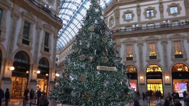 Europa Italia Milán Diciembre 2020 Swarovski Árbol Navidad Vittorio Emanuel — Vídeo de stock