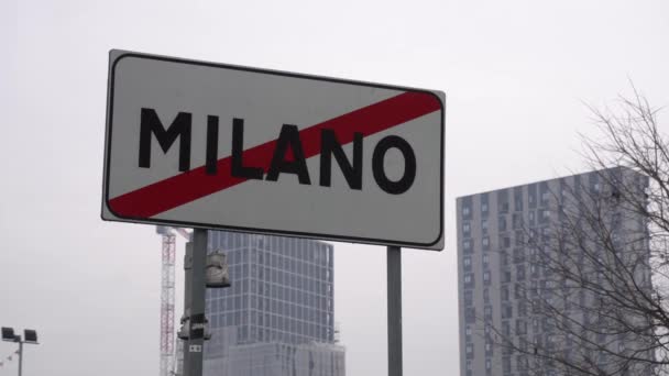 Europe Italy Milan December 2020 Milan End Town Road Sign — Stock Video