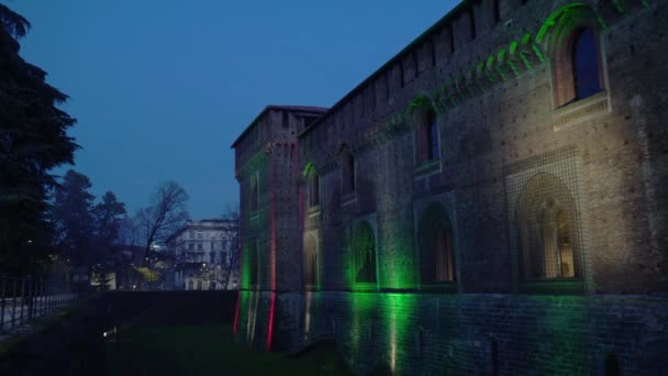 Milan Italy October 2018 Castello Sforzesco Fountain Sforza Castle Interestic — 비디오