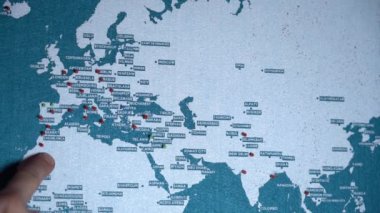 Ziyaret edilen başlıca yerlerin sahiplerinin olduğu dünya haritası - bir gezi planlayın