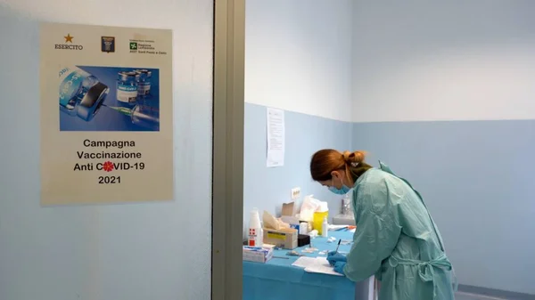 Europa Italia Milán 2021 Inicio Vacunación Contra Coronavirus Covid Hospital — Foto de Stock