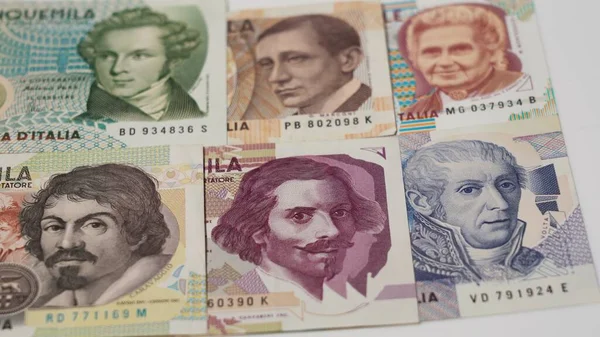 Vedere Închidere Bancnotelor Italiene Lira — Fotografie, imagine de stoc