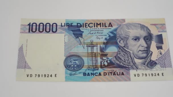 Nahaufnahme Der Italienischen Lira Banknote — Stockvideo