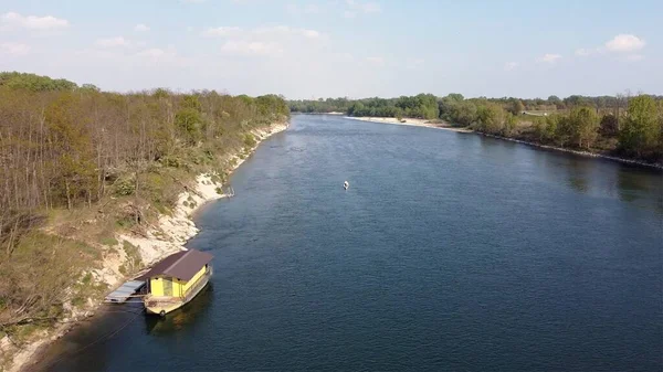 Europa Itália Drone Vista Aérea Rio Ticino Torre Isola Coutryside — Fotografia de Stock