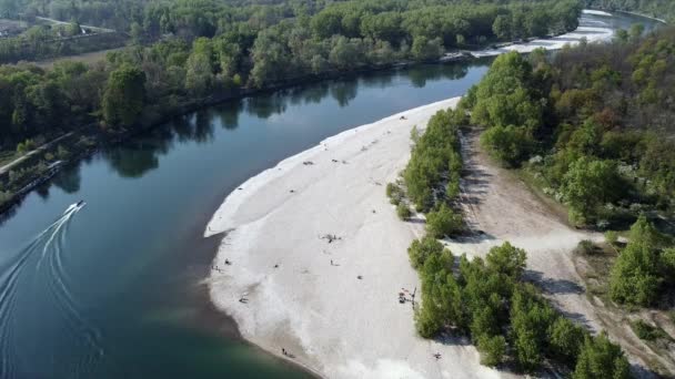 Italy Pavia Torre Isola Milan Drone Aerial View Ticino Natural — Stock Video