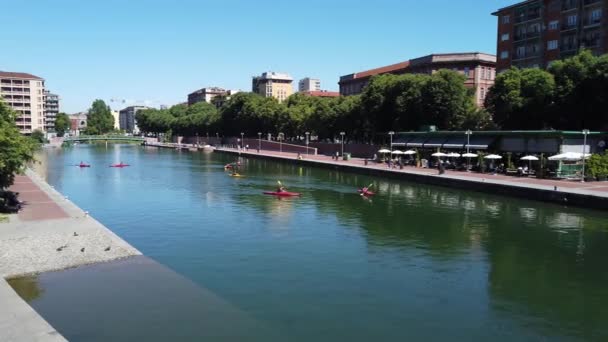 Europe Italy Milan May 2021 Darsena Navigli Canals People Doing — Stock Video