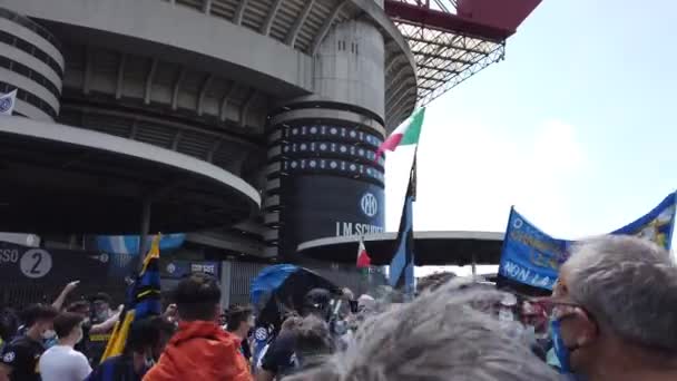 意大利米兰 2012年5月21日 国际足球俱乐部在圣西罗体育场庆祝第19届意大利联赛冠军的胜利 — 图库视频影像