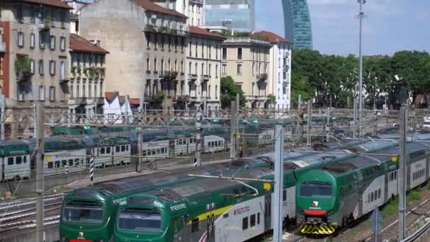 Itália Milão Abril 2018 Vista Estação Ferroviária Garibaldi — Vídeo de Stock