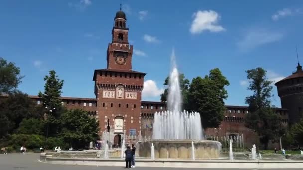 Europa Italia Milán Mayo 2021 Metraje Lapso Tiempo Del Castillo — Vídeos de Stock