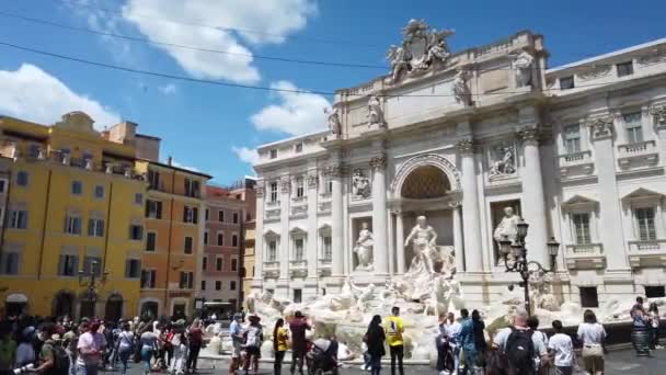 Evropa Itálie Červen 2021 Fontána Trevi Barokní Fontána Římské Čtvrti — Stock video