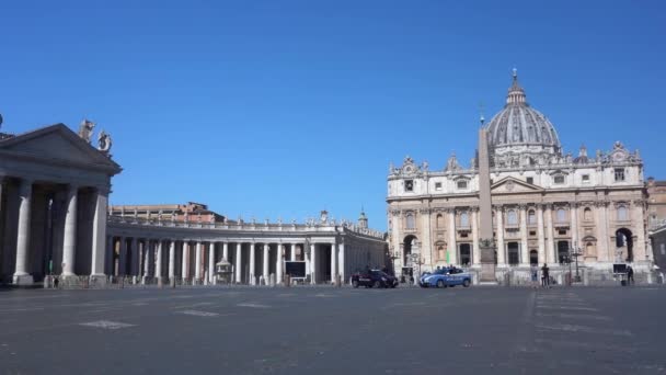 意大利 罗马2021年6月 梵蒂冈圣彼得教堂 圣皮埃特罗广场 斯塔托加诺 结束了对科维德19号的封锁 游客观光游览 — 图库视频影像