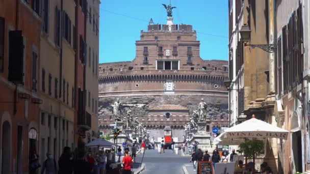 Европа Италия Рим June 2021 Castel Sant Angelo Bridge Tevere — стоковое видео
