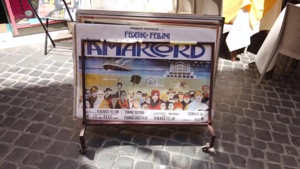 Europa Italia Roma 2021 Poster Del Film Amarcord Diretto Dal — Video Stock