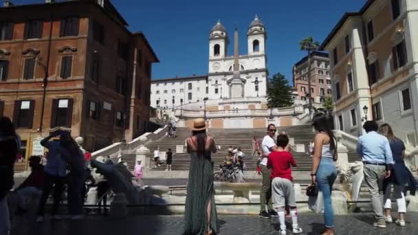 Europa Italien Rom Juni 2021 Människor Och Turister Besöker Piazza — Stockvideo