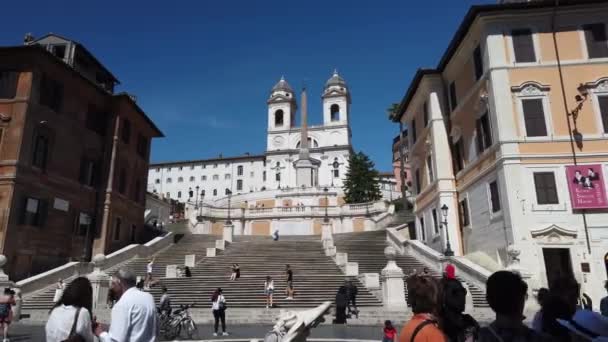 Evropa Itálie Řím Červen 2021 Lidé Turisté Navštíví Piazza Spagna — Stock video