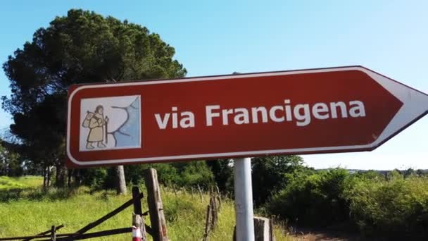 Europa Italien Rom Juni 2021 Wegweiser Der Francigena Fuß Spiritueller — Stockvideo