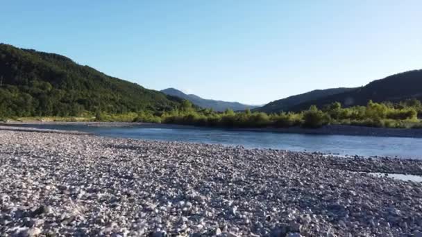 Italy Bobbio Piacenza Val Trebbia Drought River Decrease River Water — Stock Video