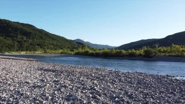 Italia Bobbio Piacenza Val Trebbia Secetă Râu Scăderea Nivelului Apei — Videoclip de stoc