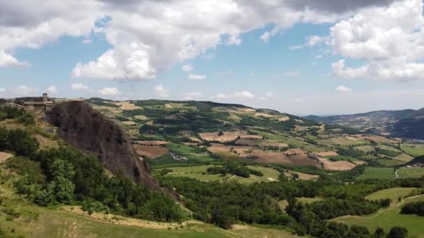Europa Itália Travo Drone Vista Aérea Paisagem Rural Italiana Apeninos — Vídeo de Stock