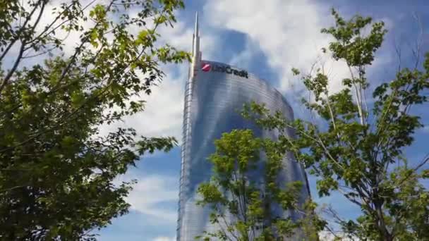 Europa Italien Milano Juli 2021 Unicredit Tower Ekologisk Sostenibile Skyskrapa — Stockvideo