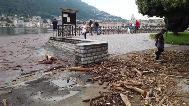 Европа Италия Комо Июль 2021 Большой Ущерб После Наводнения Комо — стоковое видео