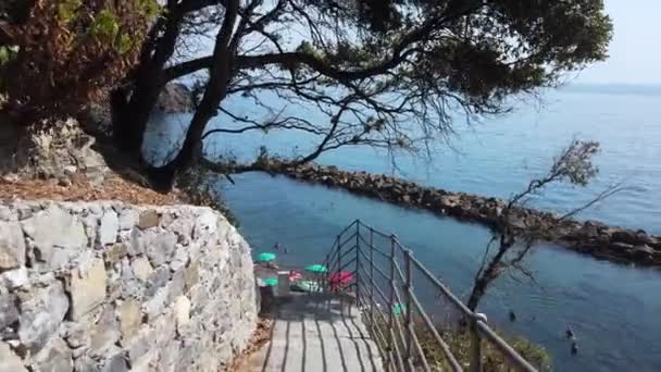 Italie Ligurie Framura Vue Sur Promenade Chemin Mer Del Mare — Video