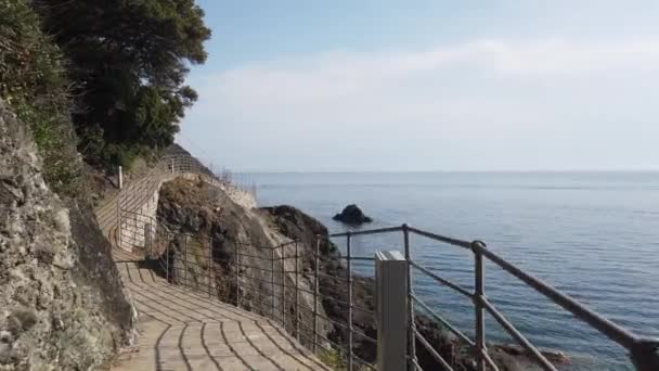 Italien Ligurien Framura Blick Auf Den Weg Des Meeres Oder — Stockvideo