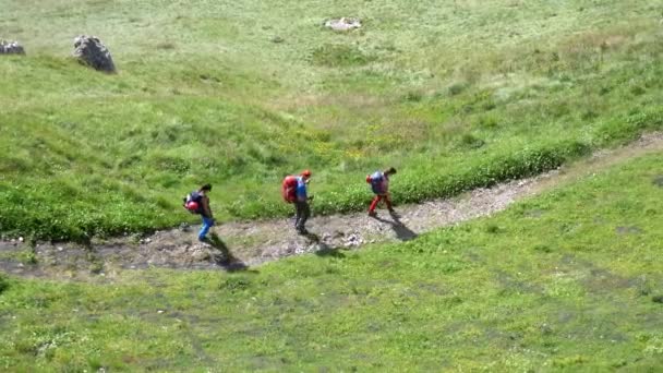 Avrupa Talya Trentino Col Rodella Val Fassa Ağustos 2021 Turistler — Stok video