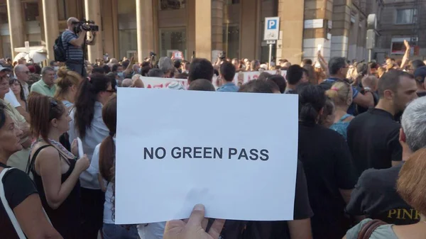 Europa Italien Mailand September 2021 Kein Vax Protest Gegen Green — Stockfoto