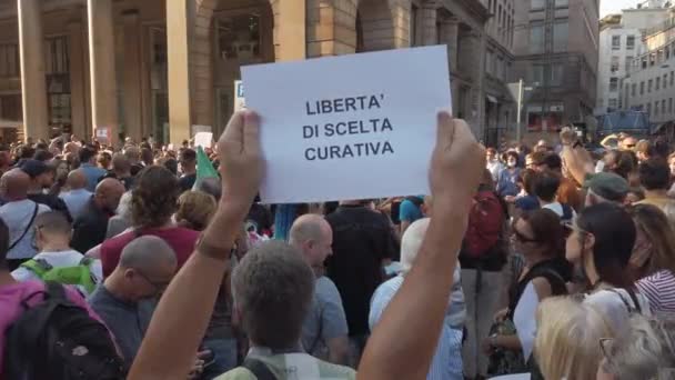 Europa Italien Mailand September 2021 Kein Vax Protest Gegen Green — Stockvideo