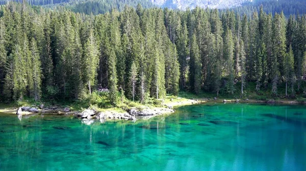 Europa Italien Trentino Lake Lago Carezza Karersee Dolomiterna Catinaccio Bergen — Stockfoto