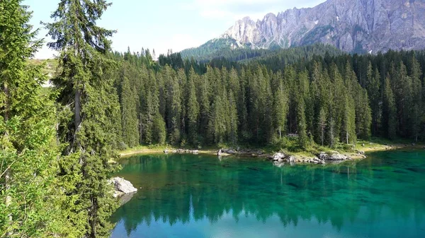 Europe Italie Trentin Lac Carezza Karersee Dans Les Montagnes Dolomites — Photo