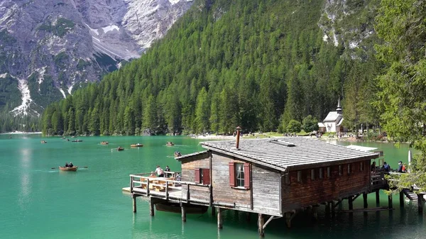 Europa Italia Trentino Alto Adigio Agosto 2021 Lago Braies Lago — Foto de Stock