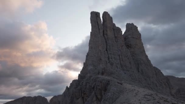 Montagnes Des Dolomites Tours Vajolet Torri Del Vajolet Dans Vallée — Video