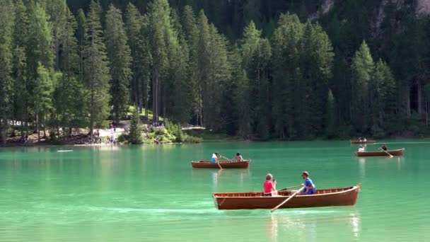 Europa Italien Trentino Alto Adige Augusti 2021 Lago Braies Pragser — Stockvideo