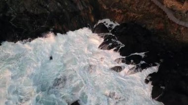 Framura, Liguria, Cinque Terre 'deki muhteşem deniz fırtınası.