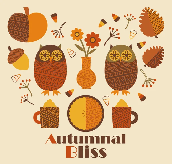 Conjunto de elementos decorativos de outono — Vetor de Stock
