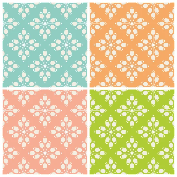 Star Burst Tulip Pattern Set — Stock Vector