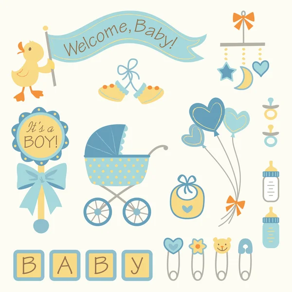 Set van baby jongen pictogrammen — Stockvector