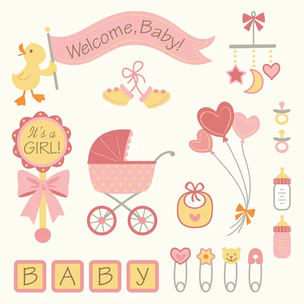 Conjunto de iconos de niña bebé — Archivo Imágenes Vectoriales