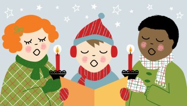 Children Christmas Caroling clipart