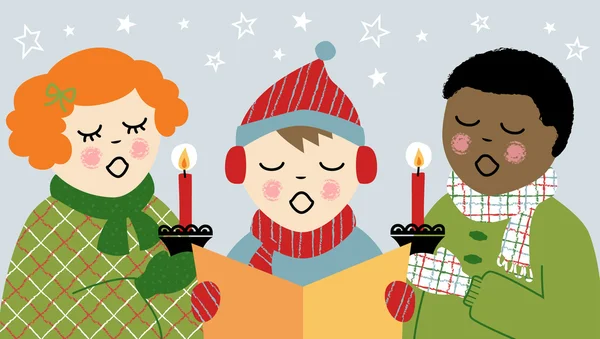 Παιδιά Χριστούγεννα Caroling — Διανυσματικό Αρχείο