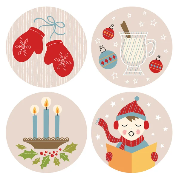 Ensemble d'illustrations de Noël — Image vectorielle