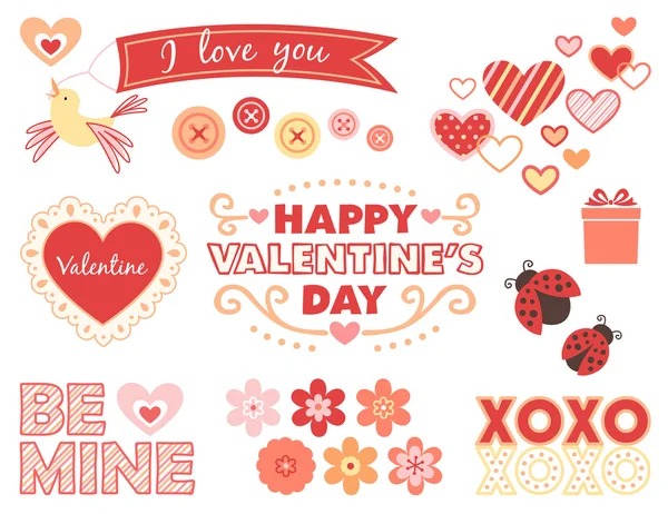 Elementos para el Día de San Valentín — Vector de stock