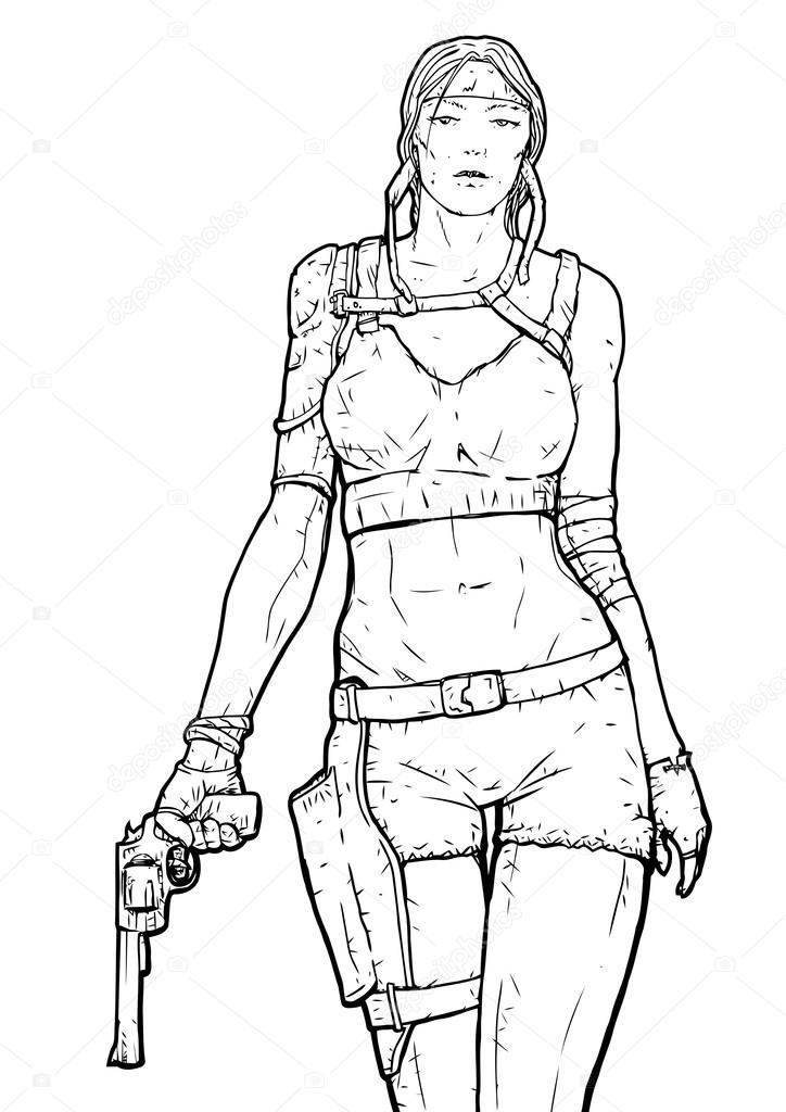 Girl with gun Sketch Stock Vector Image by ©Dezmond55 #59063271