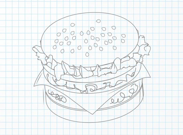 Hamburger su un foglio di quaderno — Foto Stock