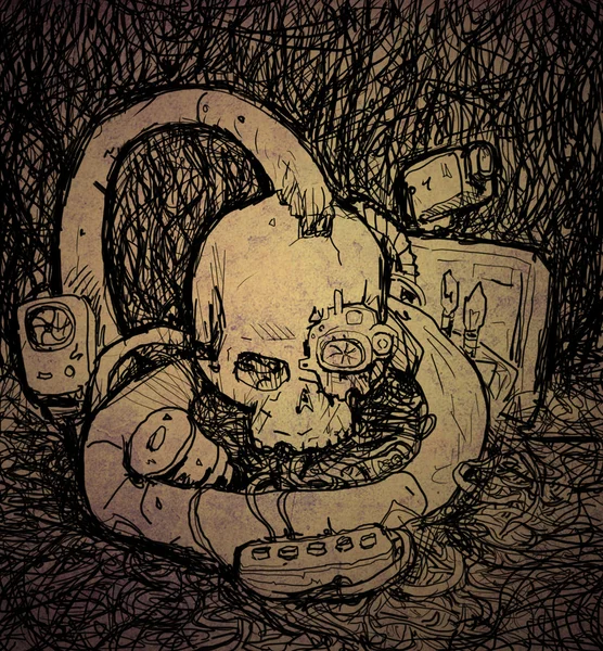 Grunge kafatası Cyberpunk tarzı