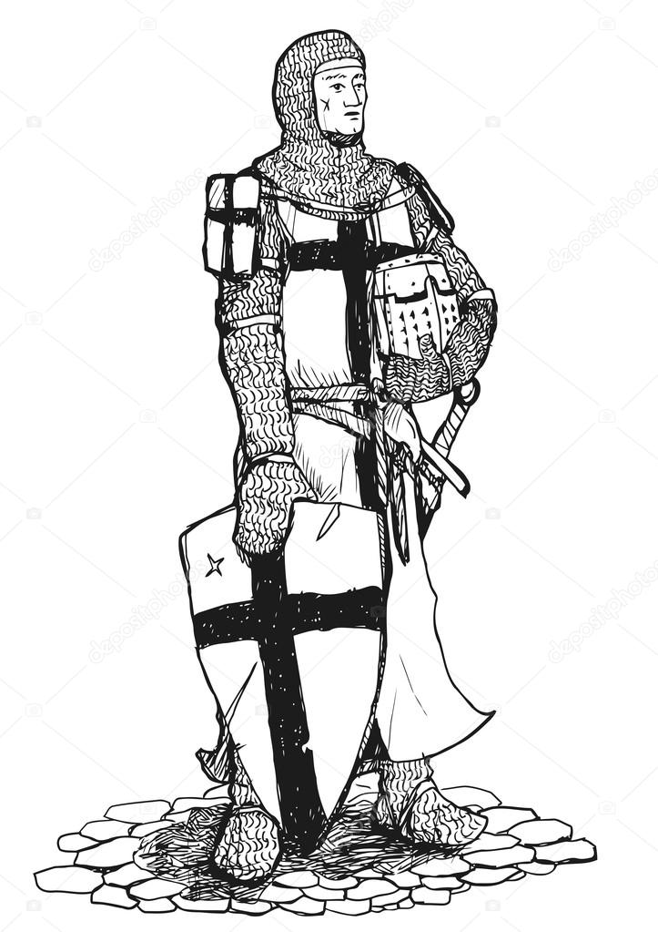 Crusader with sword and shield
