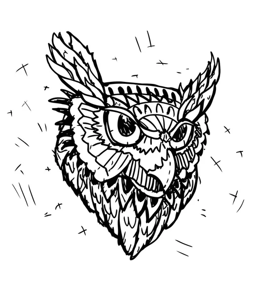 Vector Sketch of Owl Head — Stock Vector